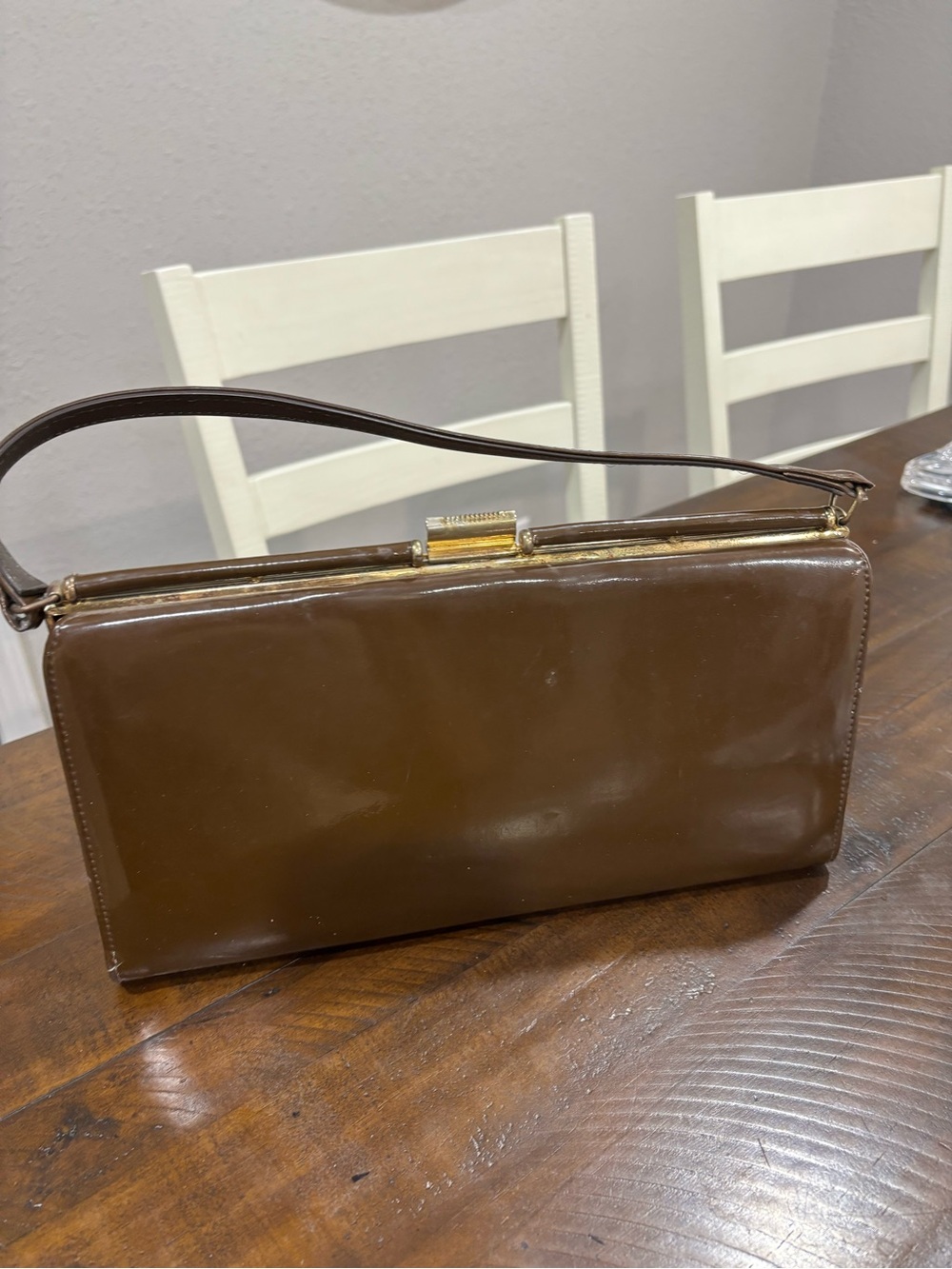 MCM 1960's Two-Tone Orange and Brown Metal close Purse with Stud Accents - Picture 6 of 16